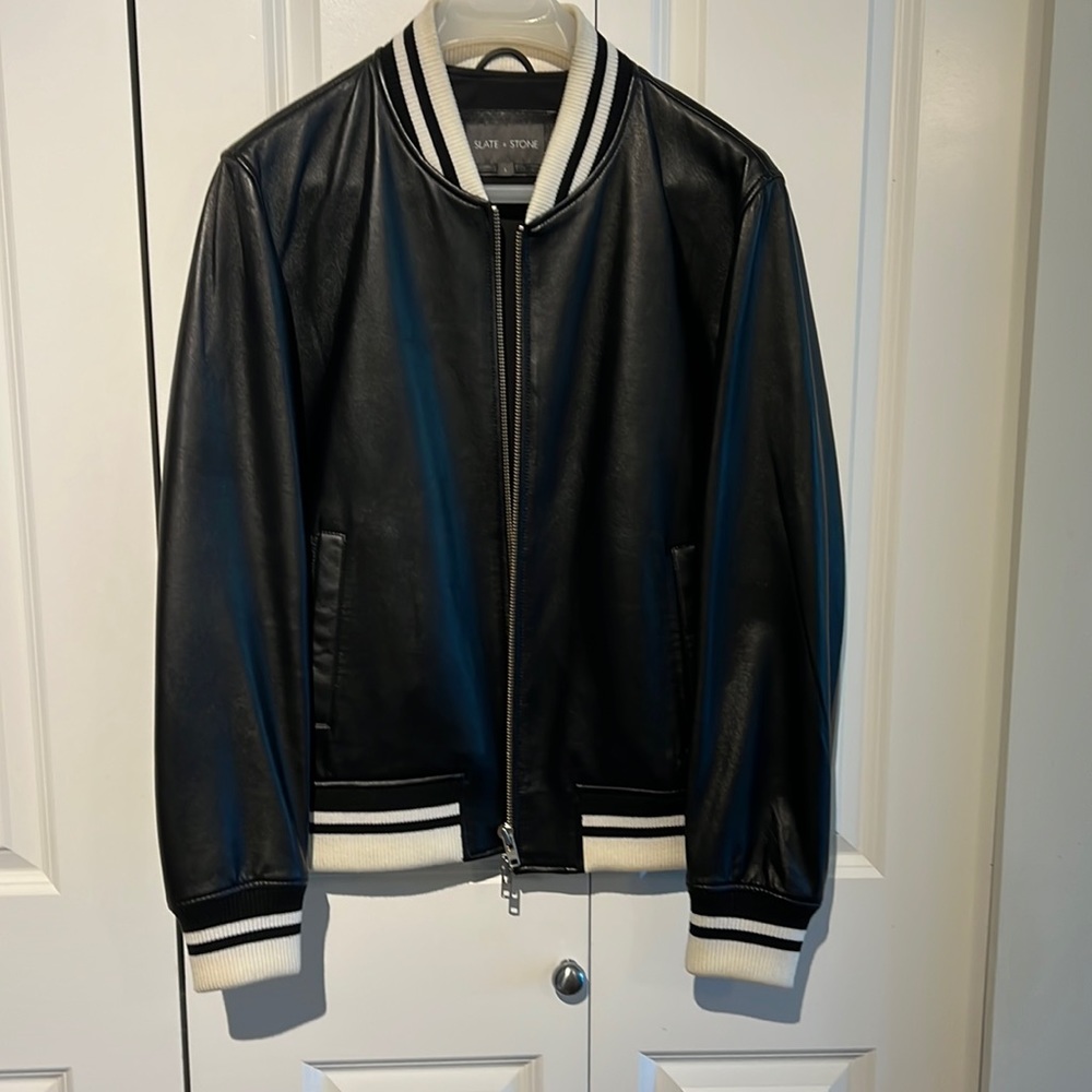 Mens Slate & Stone leather bomber